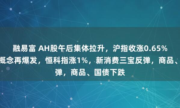 融易富 AH股午后集体拉升，沪指收涨0.65%，稳定币概念再爆发，恒科指涨1%，新消费三宝反弹，商品、国债下跌